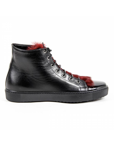 V 1969 Italia Womens High Sneaker 312070 NAPPA NERO/VERNICE NERO