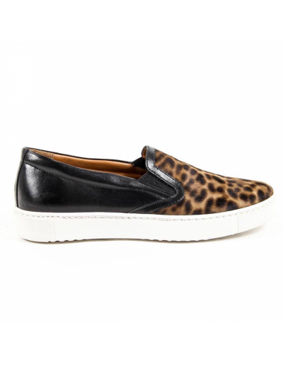 V 1969 Italia Womens Slip On Sneaker 312090 PONY LEO/NAPPA NERO