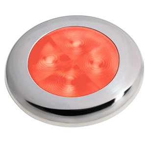 Hella Marine Slim Line LED Enhanced Brightness Round Courtesy Lamp - Red LED - Stainless Steel Bezel - 12V
