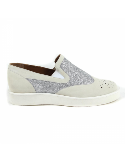 V 1969 Italia Womens Slip On Sneaker 302126 NABUK YOMO MILKY GLIT ARG