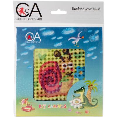 Collection DArt Stamped Needlepoint Kit 15X15cm-Snail With Flower