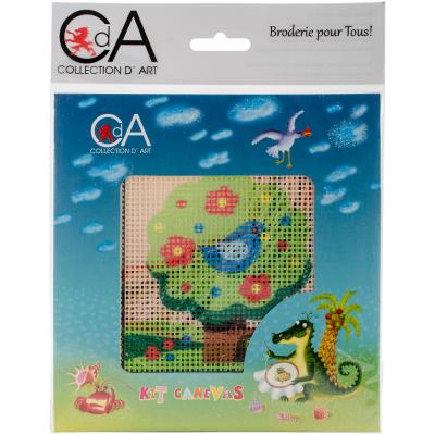 Collection DArt Stamped Needlepoint Kit 15X15cm-Tree With Bird