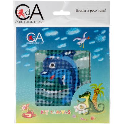 Collection DArt Stamped Needlepoint Kit 15X15cm-Dolphin