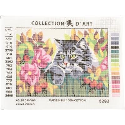 Collection DArt Needlepoint Printed Tapestry Canvas 30X40cm-Cat Behind A Fence
