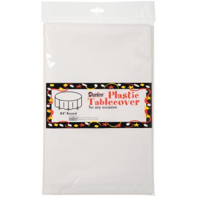 Plastic Tablecover 84' Round-White