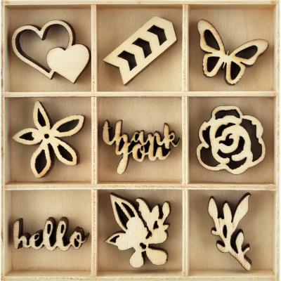 Themed Mini Wooden Flourishes 45/Pkg-Bloom