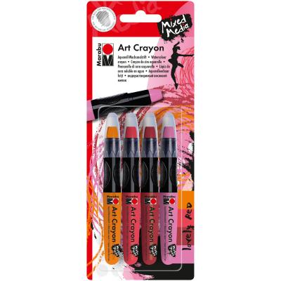 Marabu Creative Art Crayon Set 4/Pkg-Lovely Red - Pink, Orange & Reds