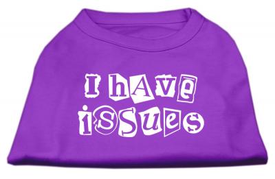 Mirage Pet I Have Issues Screen Printed 16'' Dog Sleeveless Shirt Purple XLarge