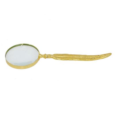 Metal Magnifying Glass with Feather Handle - Gold - Benzara from ...