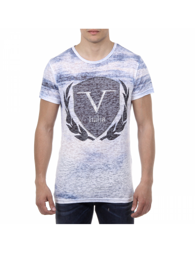 V 1969 Italia Mens T-shirt Short Sleeves Round Neck Light Blue LOGAN