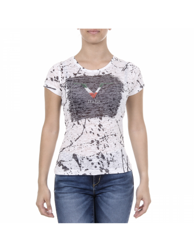 V 1969 Italia Womens T-shirt Short Sleeves Round Neck White AVA