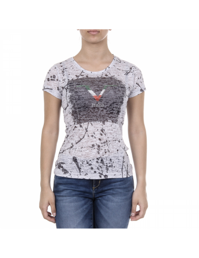 V 1969 Italia Womens T-shirt Short Sleeves Round Neck Grey AVA