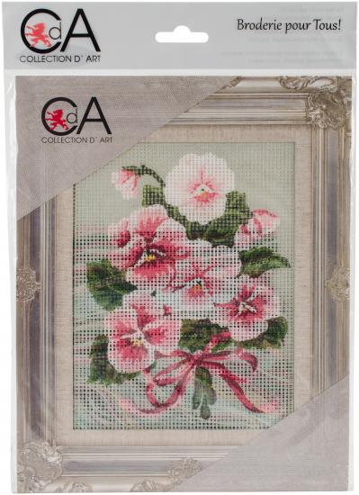 Collection DArt Stamped Needlepoint Kit 20X25cm-Pink Floral Bouquet