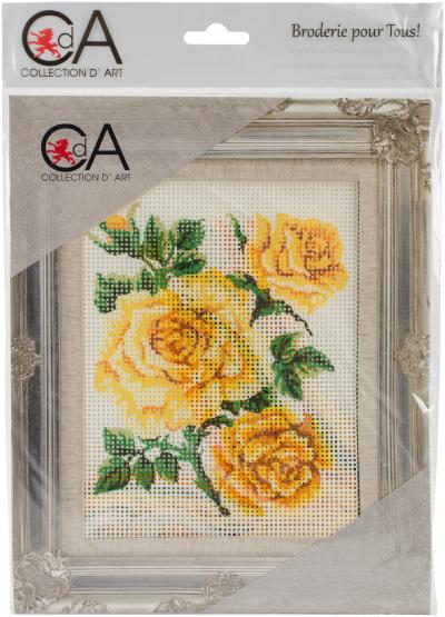Collection DArt Stamped Needlepoint Kit 20X25cm-Yellow Roses
