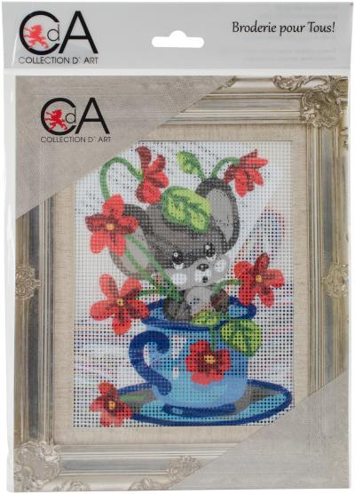 Collection DArt Stamped Needlepoint Kit 20X25cm-Mouse In Cup