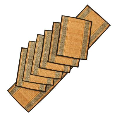 Benzara Set Of 6 Woven Placemats/Table Mats And 1 Runner, Brown And Black