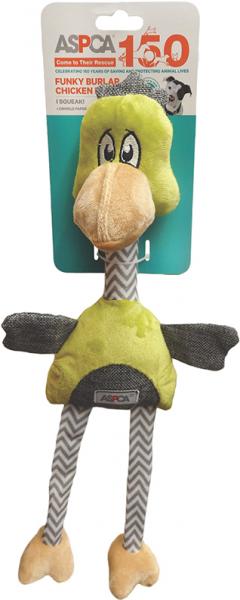ASPCA Funky Burlap Chicken Dog Toy-Green