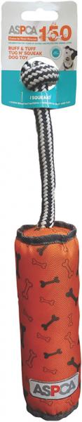ASPCA Ruff & Tuff Tug N Squeak Dog Toy-Orange