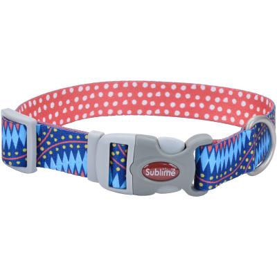 Sublime 3/4' Adjustable Dog Collar-Blue Diamonds W/Dots, Neck Size 8'-12'
