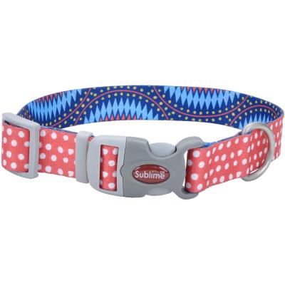 Sublime 3/4' Adjustable Dog Collar-Dots W/Blue Diamonds, Neck Size 8'-12'
