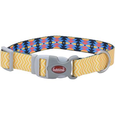 Sublime 3/4' Adjustable Dog Collar-Yellow Chevron W/Aztec, Neck Size 8'-12'