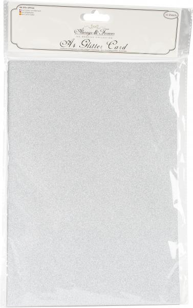 Craft Consortium Always & Forever A4 Glitter Cardstock 10/Pk-Silver