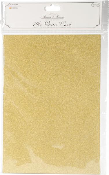 Craft Consortium Always & Forever A4 Glitter Cardstock 10/Pk-Gold