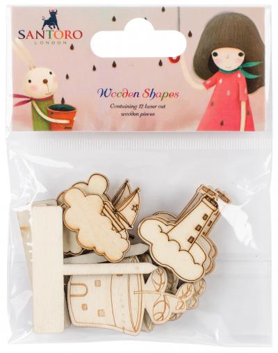 Santoro Kori Kumi II Laser-Cut Wooden Shapes 8/Pkg-Melon, 4 Designs/2 Each