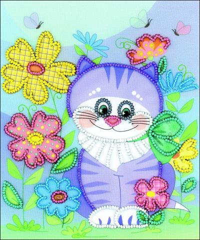 RIOLIS Beaded Embroidery Kit 6'X7'-Kitten