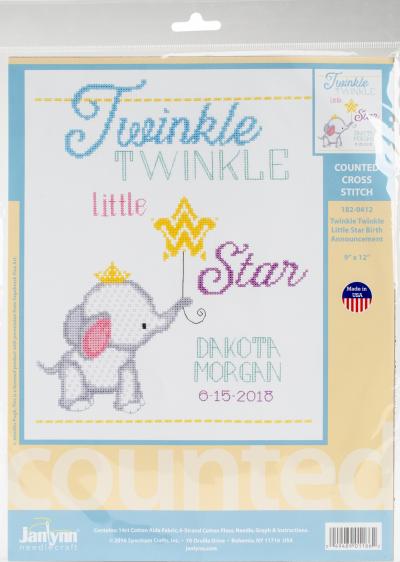 Janlynn Counted Cross Stitch Kit 9'X12'-Twinkle Twinkle Little Star (14 Count)