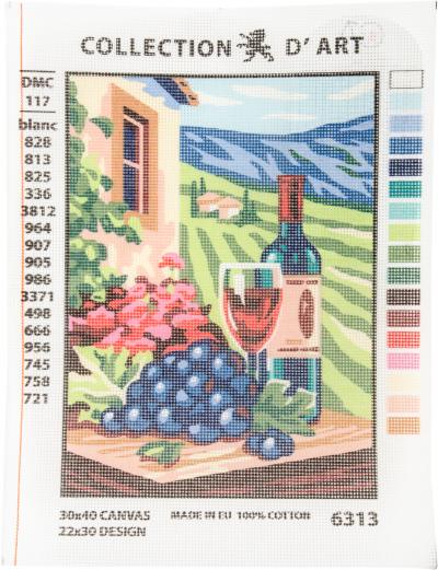 Collection DArt Needlepoint Printed Tapestry Canvas 30X40cm-Wine And Grape