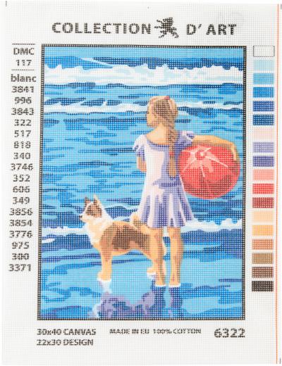 Collection DArt Needlepoint Printed Tapestry Canvas 30X40cm-Girl With Ball