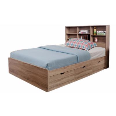 Wooden Frame Twin Bed Frame with 3 Drawers and Grain Details, Taupe Brown