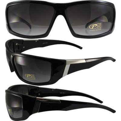 Pacific Coast Sunglasses Legend Sunglasses Gloss Black Frame Chrome Accent Smoke Lens