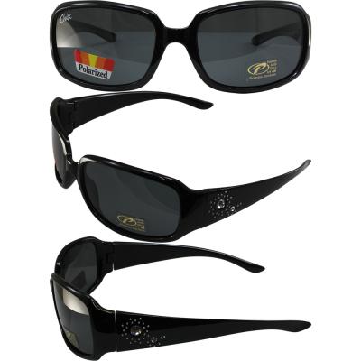 Pacific Coast Sunglasses Chix Starlight Womens Sunglasses Gloss Black Rhinestone Designed Frames Polarized Smoke Lens