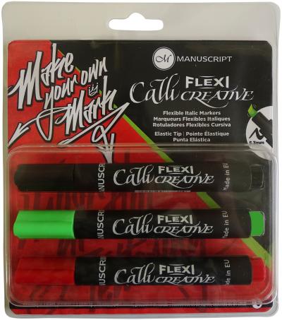 Manuscript CalliCreative Flexi Markers 3/Pkg-Red/Green/Black
