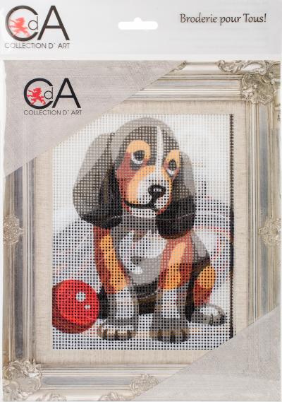 Collection DArt Stamped Needlepoint Kit 14X18cm-Puppy With Ball