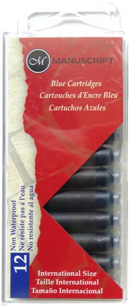 Manuscript Fountain Pen Ink Cartridges 12/Pkg-Blue