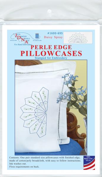 Jack Dempsey Stamped Pillowcases W/White Perle Edge 2/Pkg-Daisy Spray
