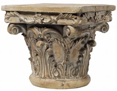 Traditional Resin Decorative Pedestal with Scrolled Design, Weathered Brown