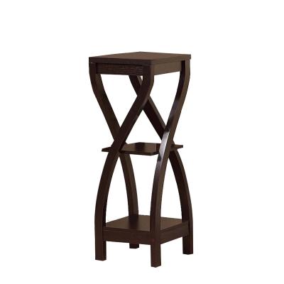 DunaWest Square Top Wooden Plant Stand with Curved Legs and Shelves, Large, Dark Brown