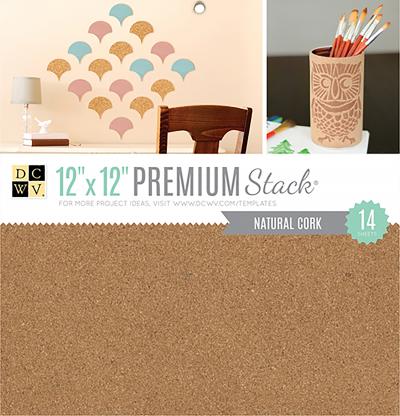 DCWV Single-Sided Specialty Stack 12'X12' 14/Pkg-Natural Cork