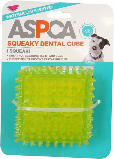 ASPCA 2.5' Squeaky Dental Cube Dog Toy-Green