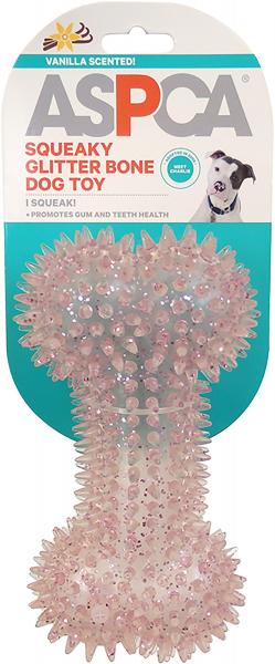 ASPCA Squeaky Glitter Bone Dog Toy-Pink