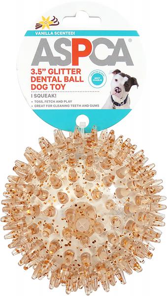 ASPCA 3.5' Glitter Dental Ball Dog Toy-Orange