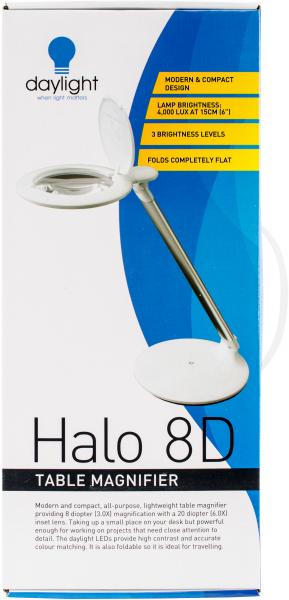 Daylight Halo 8D Table Magnifier-White & Silver