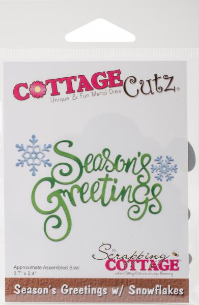 CottageCutz Die-Seasons Greetings W/Snowflakes 3.7'X2.4