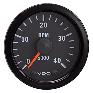VDO Vision Black 4,000 RPM Tachometer 2-1/16' - 12VDC