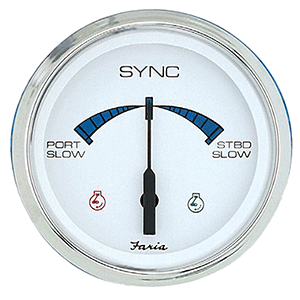 Faria 4' Chesapeake SS White Engine Synchronizer - Dual Gas & Var Ratio Alt Diesel