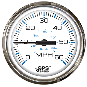 Faria 4' Chesepeake White SS Studded Speedometer - 60MPH (GPS)